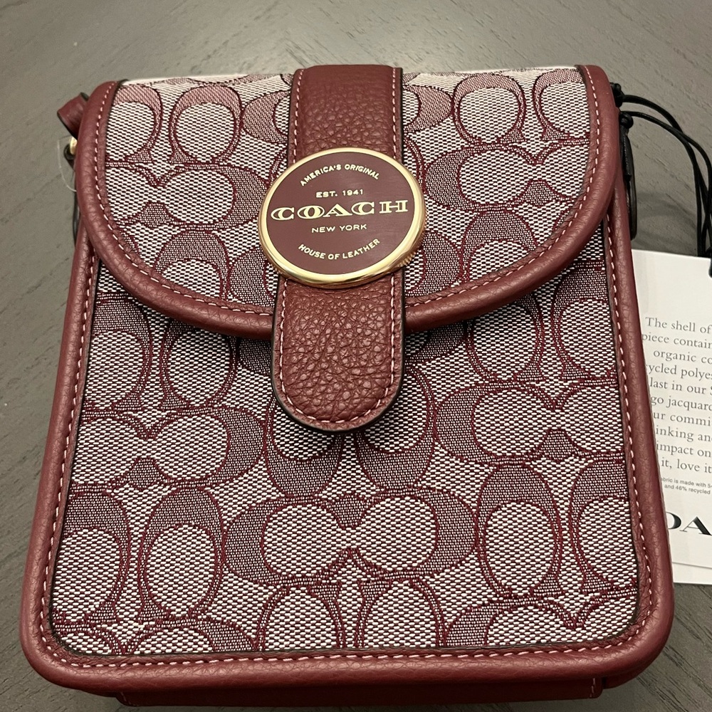 Coach Signature Canvas North South Crossbody Bag NWT